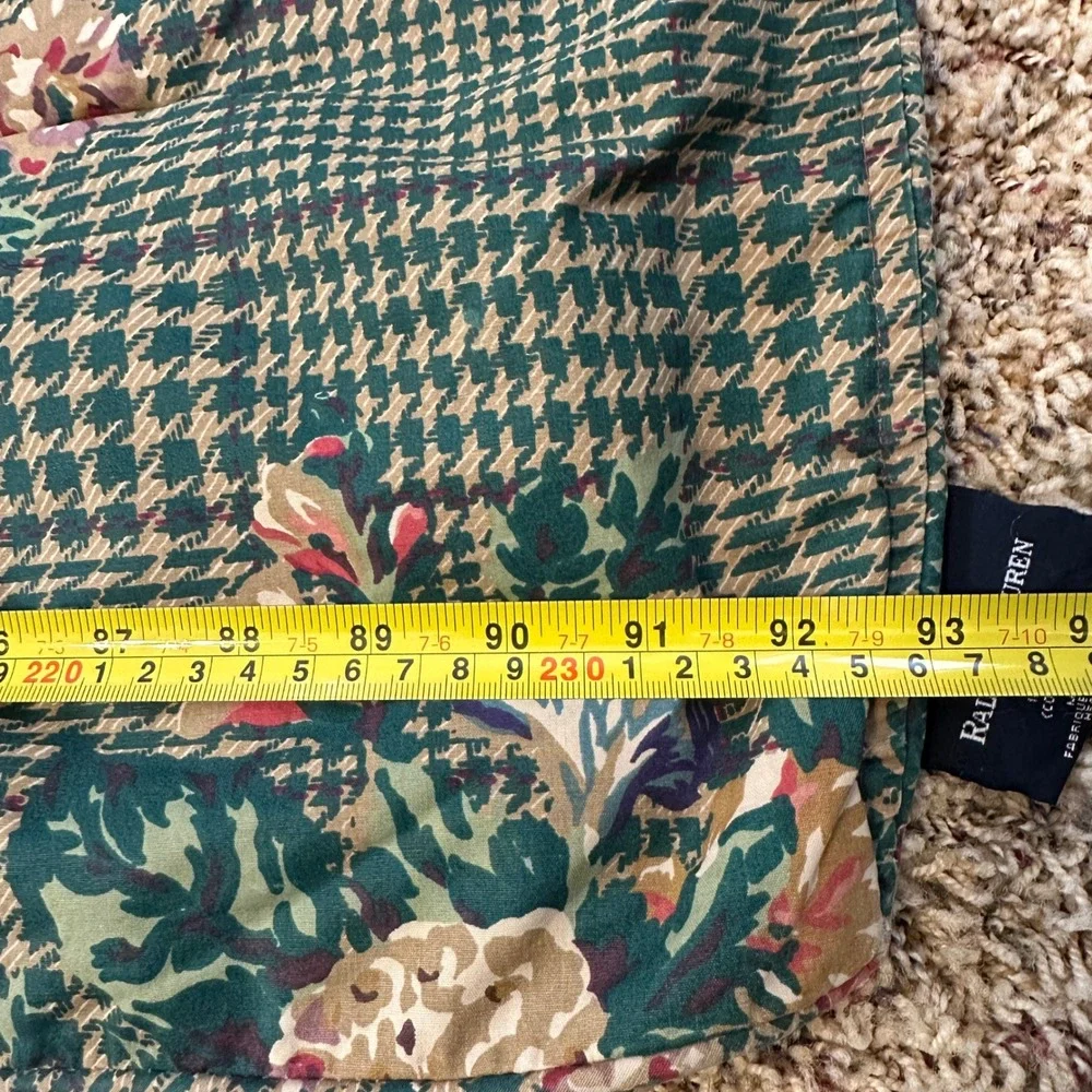 VTG Ralph Lauren Catherine King Comforter‎ 2 Shams Set Green Floral Houndstooth
